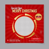 Merry Christmas social media post template vector