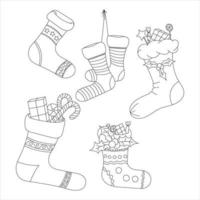 Christmas Socks Line art Illustration vector