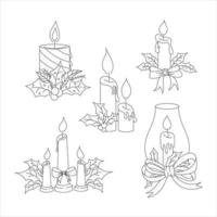 Christmas Candle Line Art Illustration vector