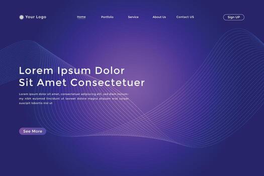 Modern colorful wavy line landing page Design. wave curve abstract landing page vector