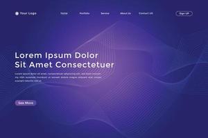 Abstract landing page with colorful wavy lines. Abstract Blue Purple gradient landing page design vector