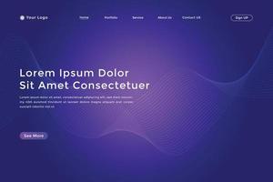 Abstract landing page with colorful wavy lines. Abstract Blue Purple gradient landing page design vector