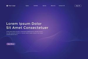 Abstract landing page with colorful wavy lines. Abstract Blue Purple gradient landing page design vector