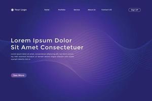 Abstract landing page with colorful wavy lines. Abstract Blue Purple gradient landing page design vector