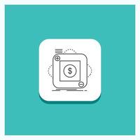 Round Button for purchase. store. app. application. mobile Line icon Turquoise Background vector