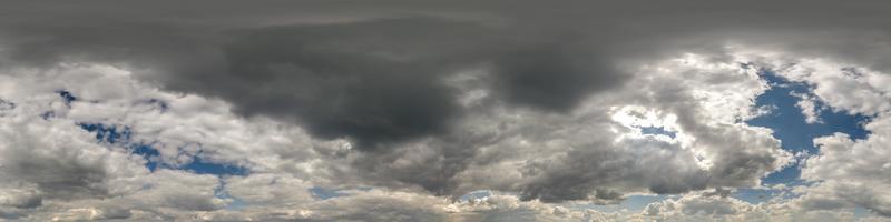 Seamless overcast blue sky hdri panorama 360 degrees angle view with zenith and beautiful clouds for use in 3d graphics as sky replacement and sky dome or edit drone shot photo