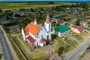 aerial view on baroque temple or catholic church in countryside photo