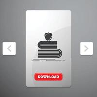 back to school. school. student. books. apple Glyph Icon vector