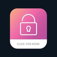 Unlock Lock Security Mobile App Button Android and IOS Line Version vector