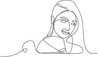 continuous line illustration design girl posing vector