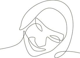 continuous line illustration design girl posing vector