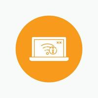 connection. error. internet. lost. internet White Glyph Icon in Circle. Vector Button illustration