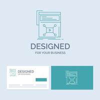 Marketing. page. video. web. website Business Logo Line Icon Symbol for your business. Turquoise Business Cards with Brand logo template vector