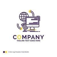 Company Name Logo Design For Access. control. monitoring. remote. security. Purple and yellow Brand Name Design with place for Tagline. Creative Logo template for Small and Large Business. vector