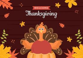 Happy Thanksgiving Celebration Post Flat Background Cartoon Hand Drawn Templates Illustration vector