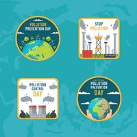 National Pollution Prevention Day Label Flat Cartoon Hand Drawn Templates Illustration vector