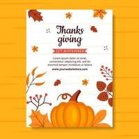 Happy Thanksgiving Celebration Poster Flat Cartoon Hand Drawn Templates Illustration vector