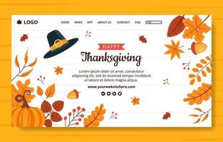 Happy Thanksgiving Celebration Landing Page Flat Cartoon Hand Drawn Templates Illustration vector