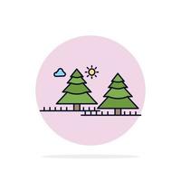 forest camping jungle tree pines Flat Color Icon Vector