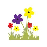 vector illustration of flowers and grass simple drawn, hand drawn, simple abstract