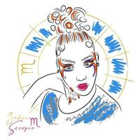 chica con uñas largas, signo zodiacal, escorpio, maquillaje de moda vector