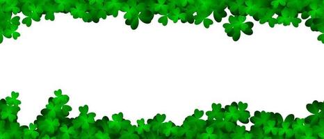 Clover shamrock leaf seamless border. Patricks Day seamless background with green clover. Vector green grass clover pattern background. Realistic green clovers. Vector illustration