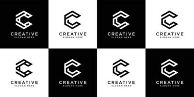 Set of initial letter C hexagon abstract logo vector template