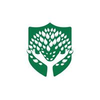 diseño creativo del logotipo del árbol de la mano verde. logotipo de productos naturales. vector