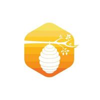 Honeycomb Hive Logo Vector Design. Honey icon flat vector illustration for logo, web, app, UI.