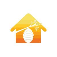 Honeycomb Hive And Home Logo Vector Design. Honey icon flat vector illustration for logo, web, app, UI.