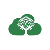 árbol de mano verde creativo y diseño de logotipo de nube. logotipo de productos naturales. vector