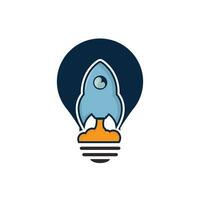 Light bulb and rocket logo design. Light bulb and airplane symbol or icon. vector