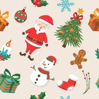 Seamless Flat Christmas Element Pattern vector