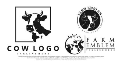 diseño de logotipo de conjunto de iconos de vaca abstact con concepto creativo vector premium