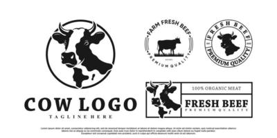 Abstact cow icon set logo design with creative concept Premium Vector