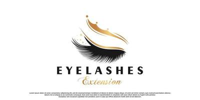 Queen lashes for beauty logo design with creative unique concept Premium Vector