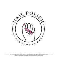 Nail art or nail polish for beauty logo design with unique concept Premium Vector