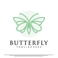 diseño de logotipo de mariposa o libélula de icono minimalista con vector premium de concepto único