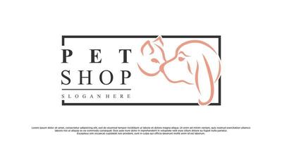 Pet style icon logo design with creative concept and business card Premium Vector