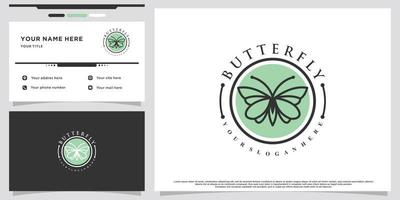 Icon butterfly logo design with creative concept and business card Premium Vector