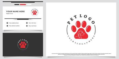 Pet style icon logo design with creative unique concept and business card Premium Vector