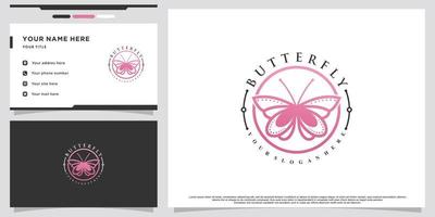 Icon butterfly logo design with creative concept and business card Premium Vector
