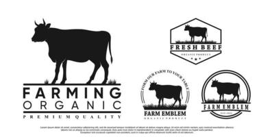 Abstact cow icon set logo design with creative concept Premium Vector