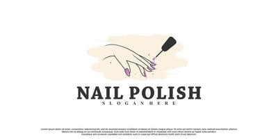 Nail art or nail polish for beauty logo design with unique concept Premium Vector