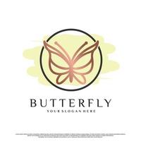 diseño de logotipo de mariposa o libélula de icono minimalista con vector premium de concepto único