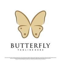 diseño de logotipo de mariposa o libélula de icono minimalista con vector premium de concepto único