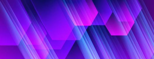 Futuristic geometric hexagonal purple and magenta overlap shape Abstract presentation template isolated vector