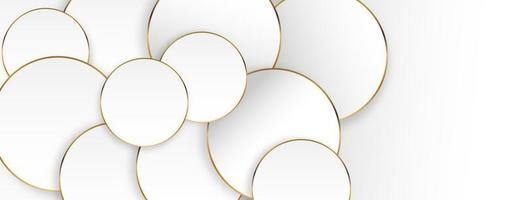 geometric abstract background with white shape and golden outline. Vector banner design