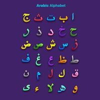 arabic alphabet hijaiyah letters kids learn vector