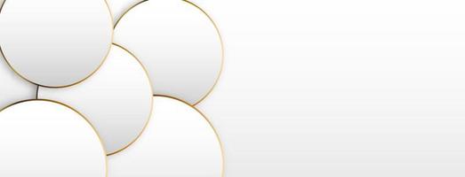 geometric abstract background with white shape and golden outline. Vector banner design